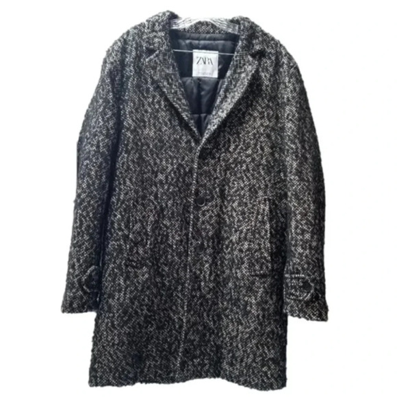 Zara Boucle Textured Quilt Lined Coat M - Picture 2 of 16
